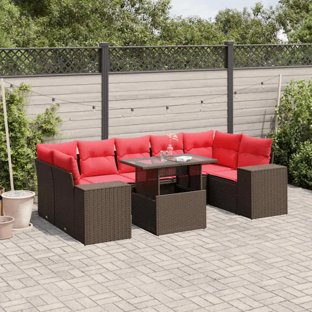 vidaXL 8-delige tuinbankset met kussens, bruin polyrotan, foto 2