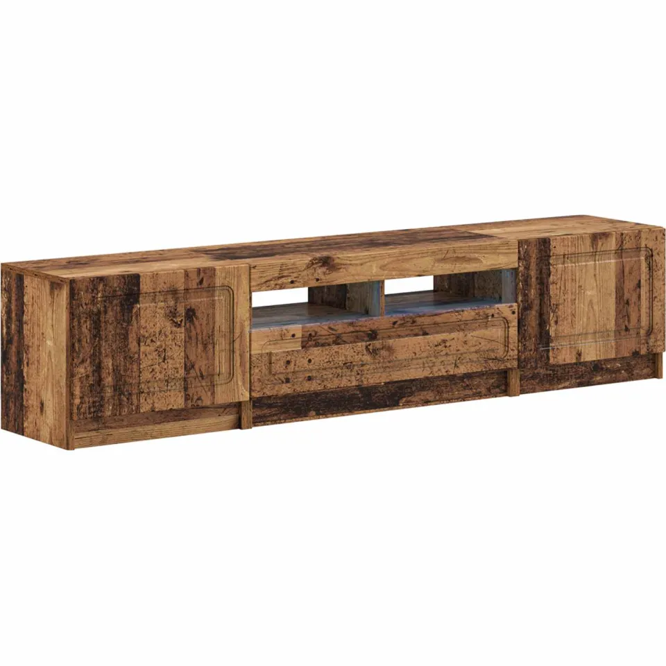 vidaXL LED tv-meubel UTRECHT 3 st Oud hout Bewerkt hout Grijs