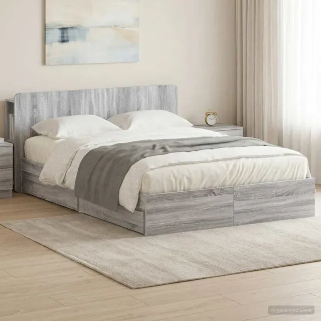 vidaXL Bedframe met opslag Grijs Sonoma 160 x 200 cm Bewerkt hout