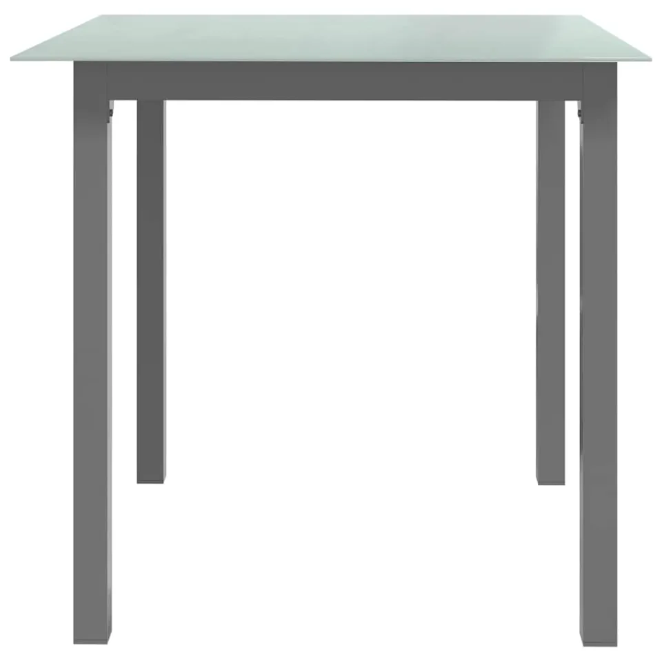 vidaXL Tuintafel 80x80x74 cm aluminium en glas lichtgrijs grijs, foto 3