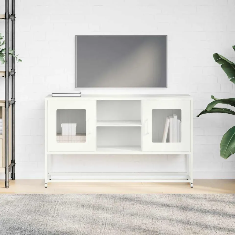 vidaXL Tv-meubel 100,5x39x60,5 cm staal wit, foto 2