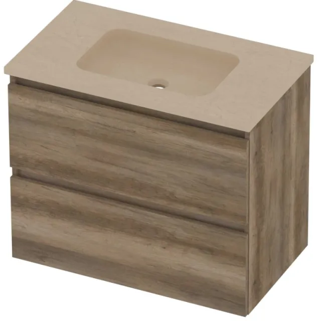Basic-Line Rocky 46 Badmeubelset Hardsteen 80x46x62 cm Scotch Oak Sand Stone Beige