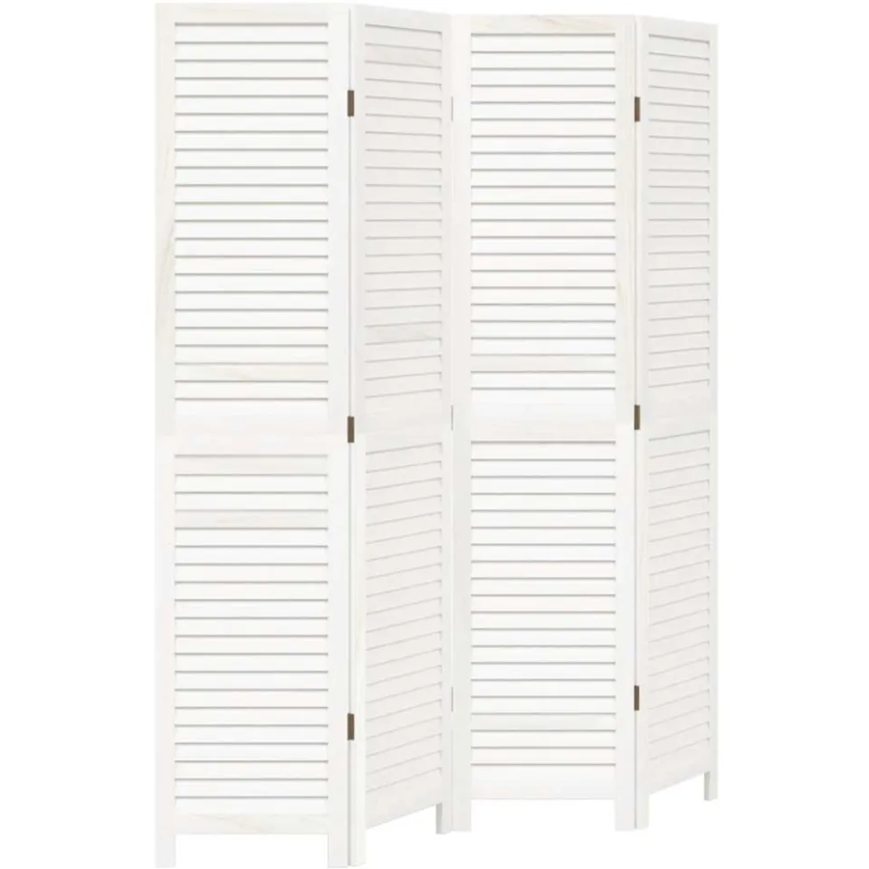 vidaXL Kamerscherm met 4 panelen massief paulowniahout retro wit