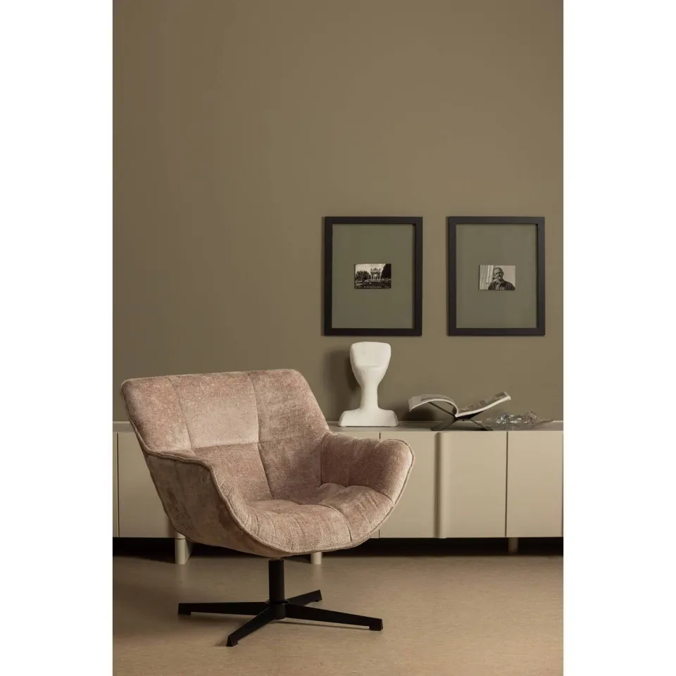 WOOOD Wibo Draaifauteuil - Chenille - Taupe - 94x71x83, foto 4