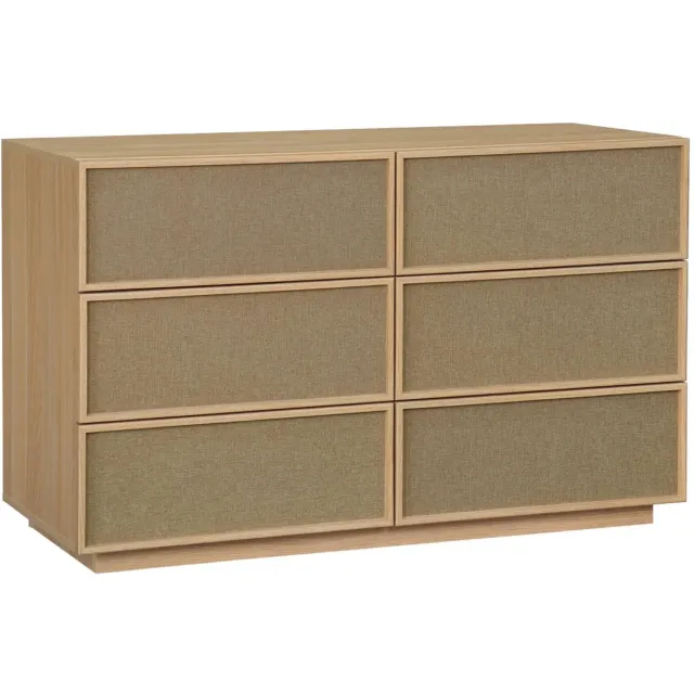sweeek Ladekast dressoir met 6 lades houtdecor en stof - kuba Naturel
