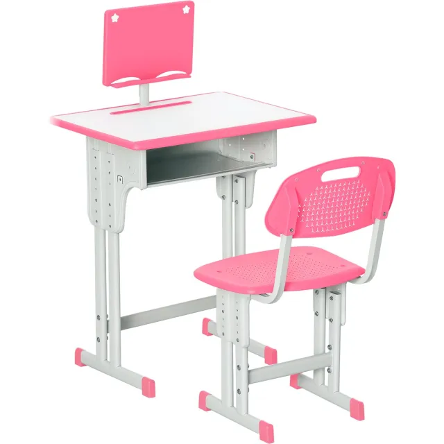 Homcom Kinderbureau en -stoelset - PP - 60x45x102cm - Roze