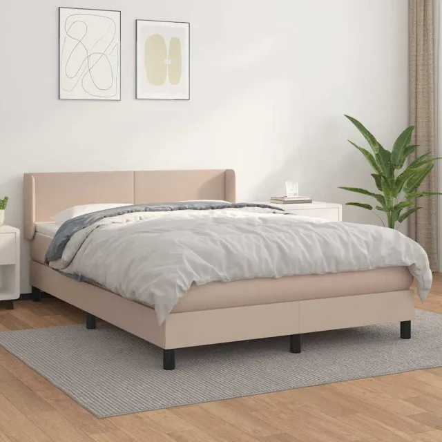 vidaXL Boxspring met matras kunstleer cappuccinokleurig 140x200 cm bruin
