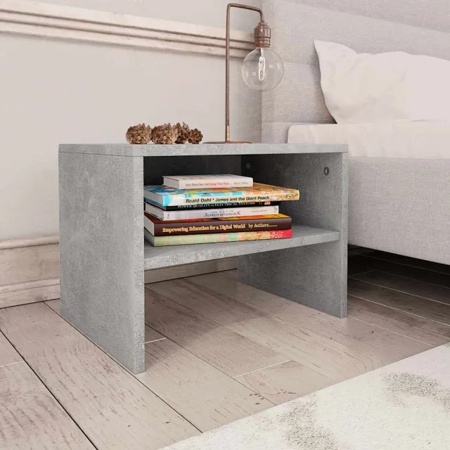 vidaXL Nachtkastjes 2 st 40x30x30 cm bewerkt hout betongrijs grijs, foto 2