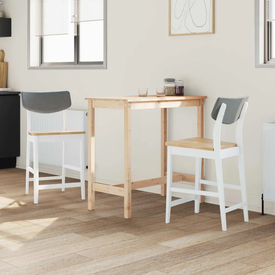 vidaXL Eettafelstoelen 2 st Massief Rubberhout Wit 48 x 49 x 95 cm, foto 3