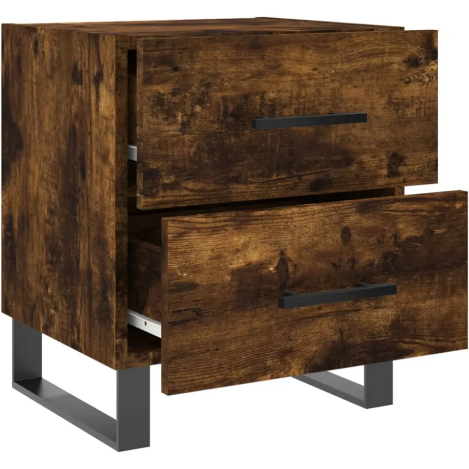vidaXL Nachtkastje 40x35x47,5 cm bewerkt hout gerookt eikenkleurig