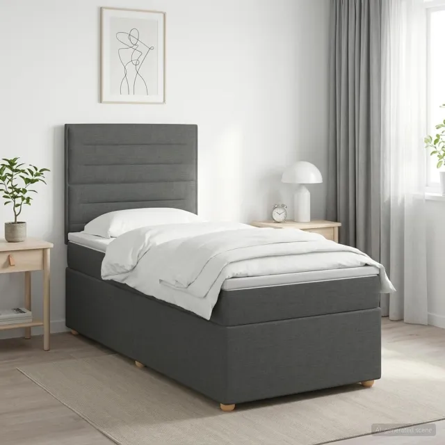 vidaXL Boxspringbed met matras Donkergrijs 80 x 200 cm Stof