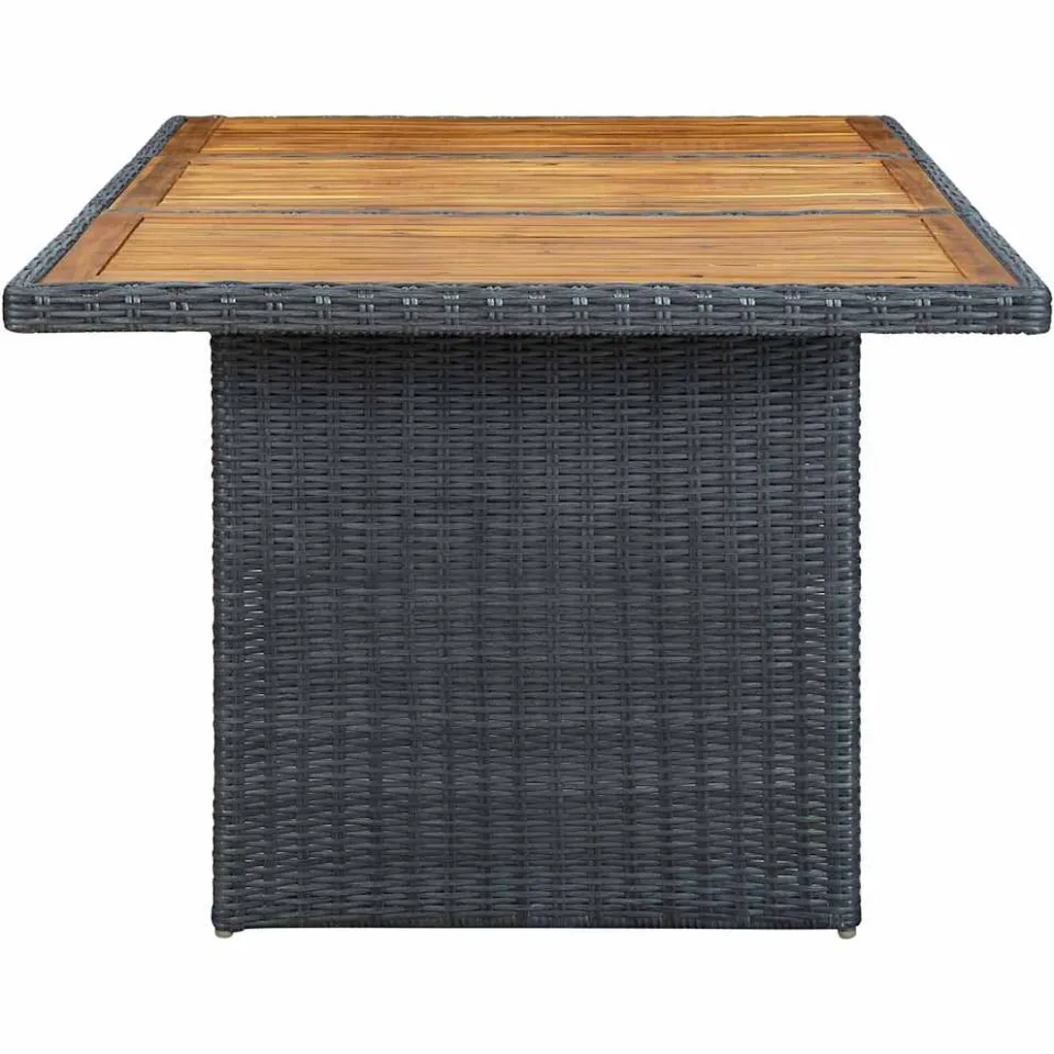 vidaXL Tuintafel poly rattan en massief acaciahout donkergrijs grijs, foto 3