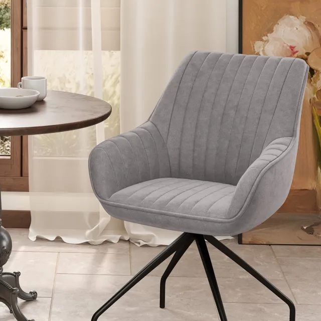 Corenia Draaifauteuil – Fauteuil – Lounge Stoel – Draaistoel – Relaxstoel – Velvetlook Stoffering – Met Armleuningen – 360 Graden Draaibaar – Stevig Metalen Onderstel Gray