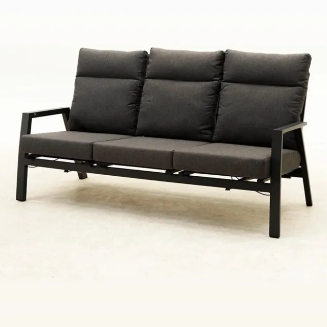 Lesliliving Loungeset Ohio 3-zitsbank met 2 loungestoelen Antraciet, Zwart