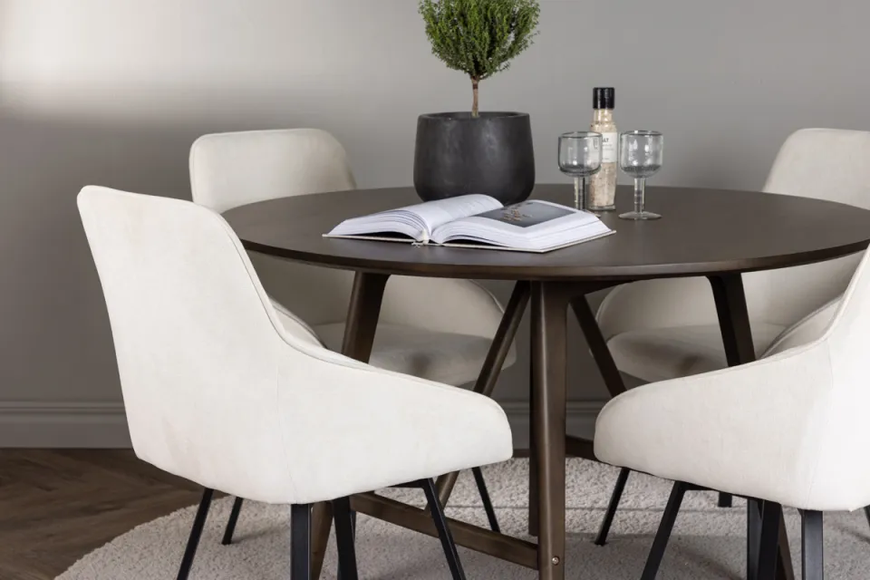 Nest living Esra houten eettafel donkerbruin - Ø100 cm bruin, foto 5