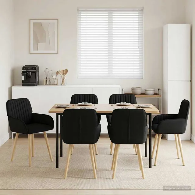 vidaXL Eettafelstoelen 6 st Stof Zwart 56,5 x 50 x 87,5 cm