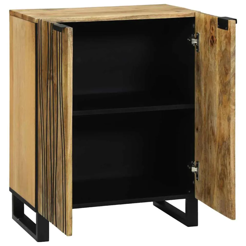 vidaXL Dressoir Naturel 60 x 33 x 75 cm Massief Mango Hout, foto 2