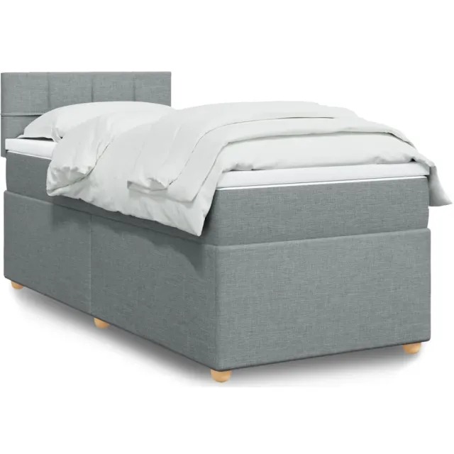 vidaXL Boxspring met matras stof lichtgrijs 80x200 cm grijs