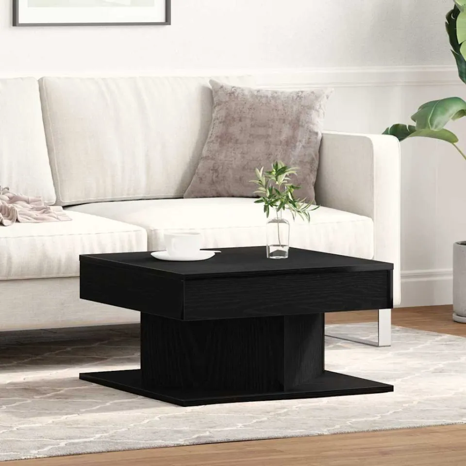 vidaXL Salontafel Zwart Eiken 57 x 57 x 30 cm Bewerkt hout, foto 4