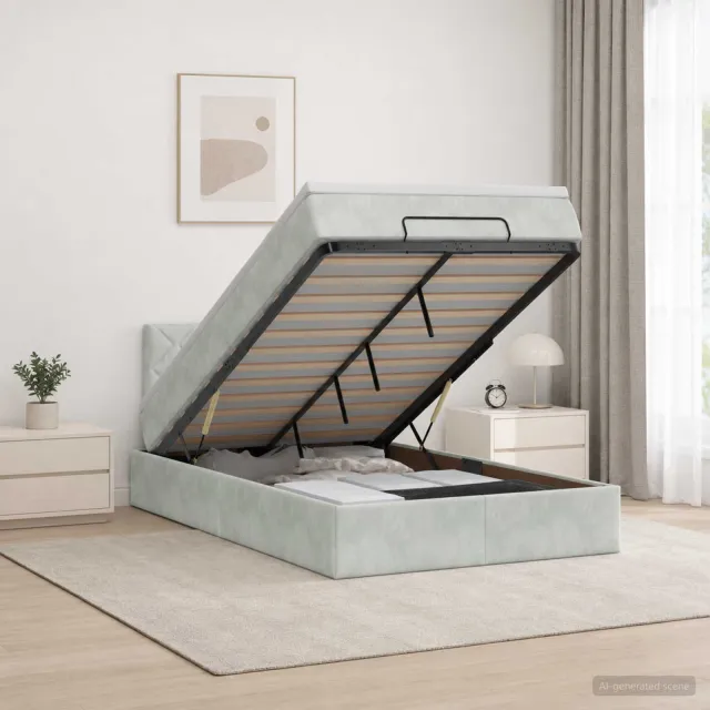 vidaXL Ottoman bed met matras Lichtgrijs 120 x 190 cm Fluweel