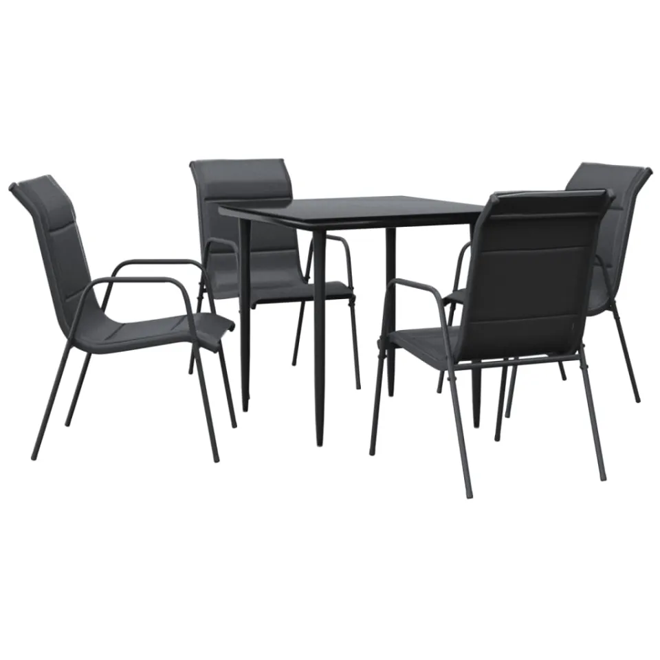 vidaXL 5-delige Tuinset textileen en staal zwart, foto 3