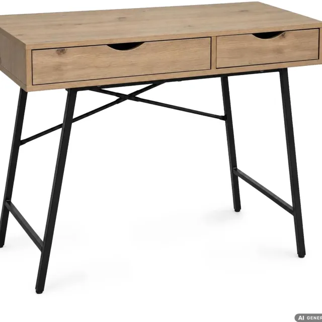Akord Computerbureau RAX / Artisan eiken / 100 cm / 2 laden, zwarte poten, industriële stijl / 100 x 48 x 80,5 cm Artisan eiken/zwart