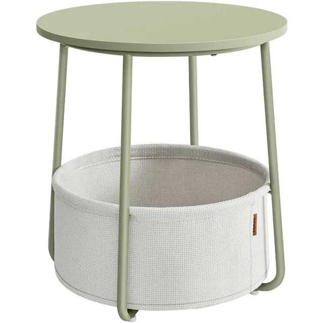 Songmics Serie - Ronde Salontafel - 50cm - Groene Optiek - Met Opbergzak Groen;Béige