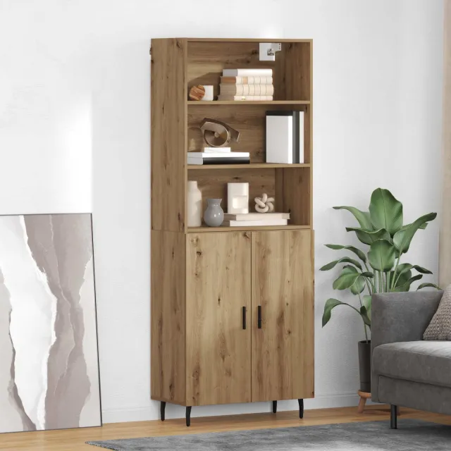 vidaXL Hoge kast 2 st Artisan Eiken 69,5 x 32,5 x 180 cm Bewerkt hout, foto 2