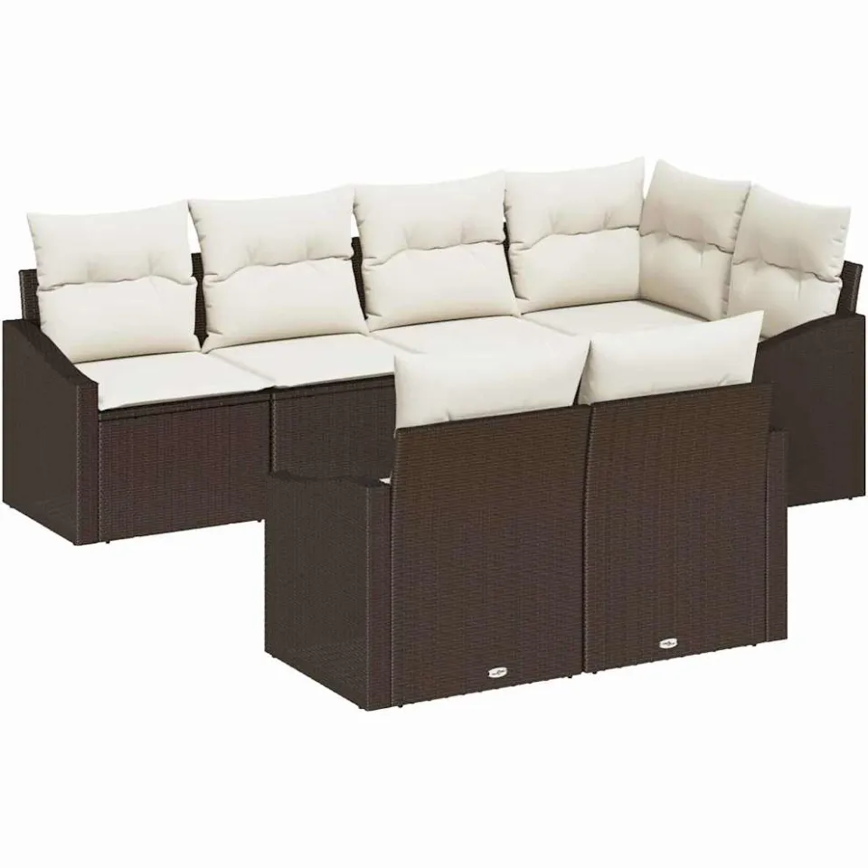 vidaXL Tuinbankenset 7 st Bruin en wit poly rattan
