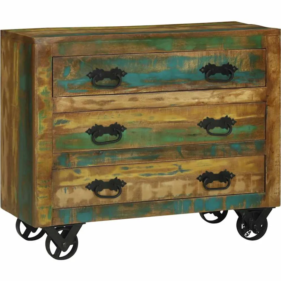 vidaXL Dressoir met lade Bruin 80 x 30 x 65 cm Massief Gerecycled Hout, foto 4