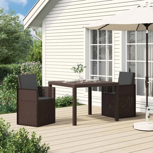 vidaXL Tuin eettafelset 3 st Bruin en antracietkleurig PP, foto 2