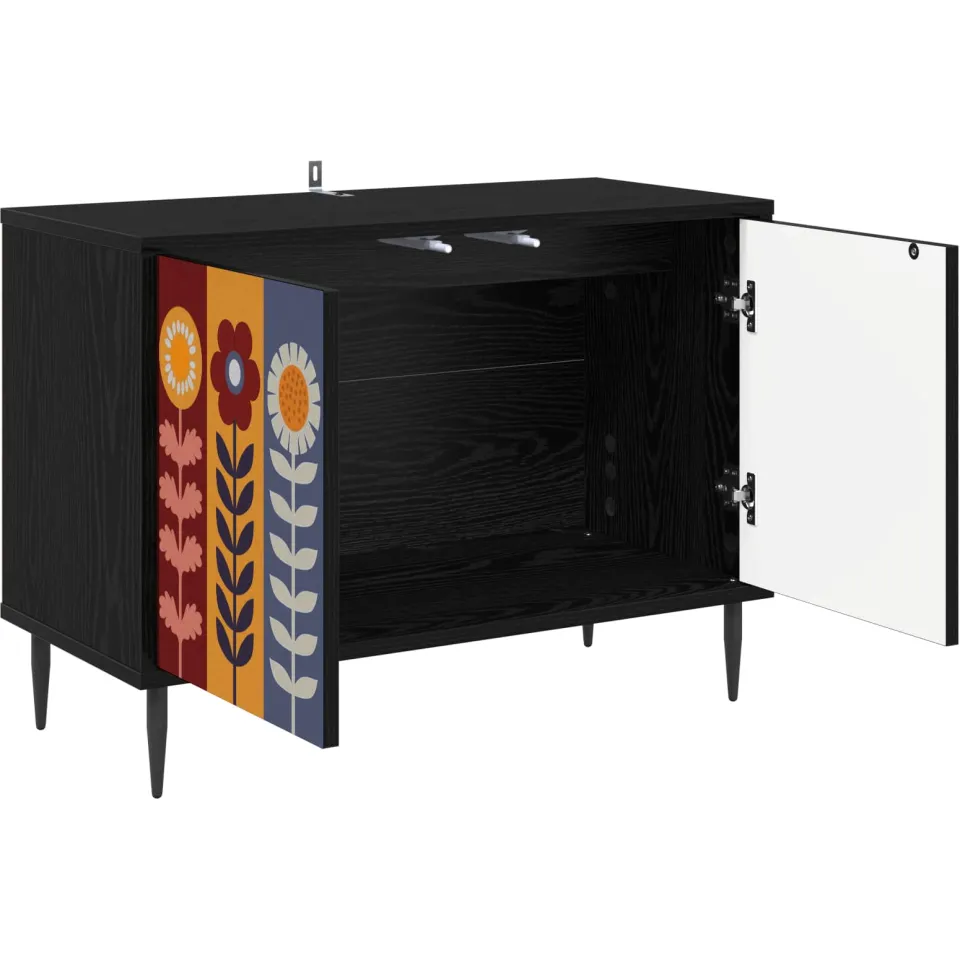 vidaXL Tv-meubel ESSEN 69 x 33 x 50,5 cm Zwart eiken Bewerkt hout