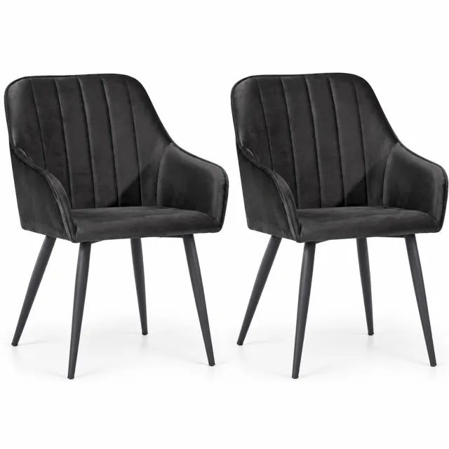 Decorloo Modena Eetkamerstoelen – Set van 2 – Velvet – Met Armleuning – Zwart