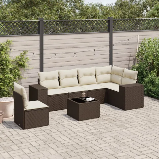 vidaXL 7-delige Loungeset met kussens poly rattan bruin, foto 2