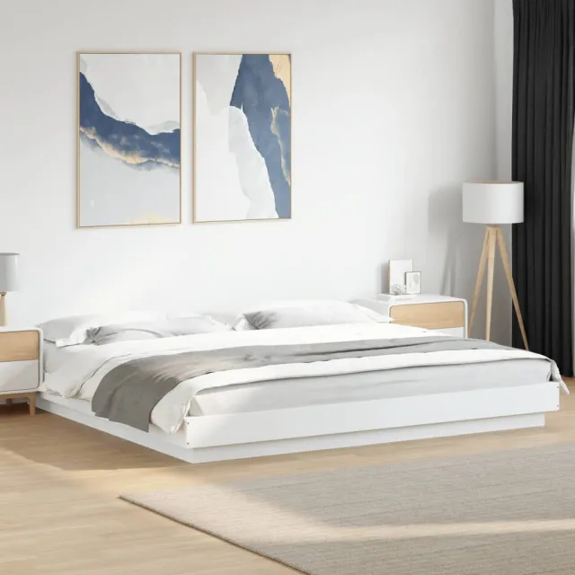 vidaXL Bedframe massief hout wit 200x200 cm
