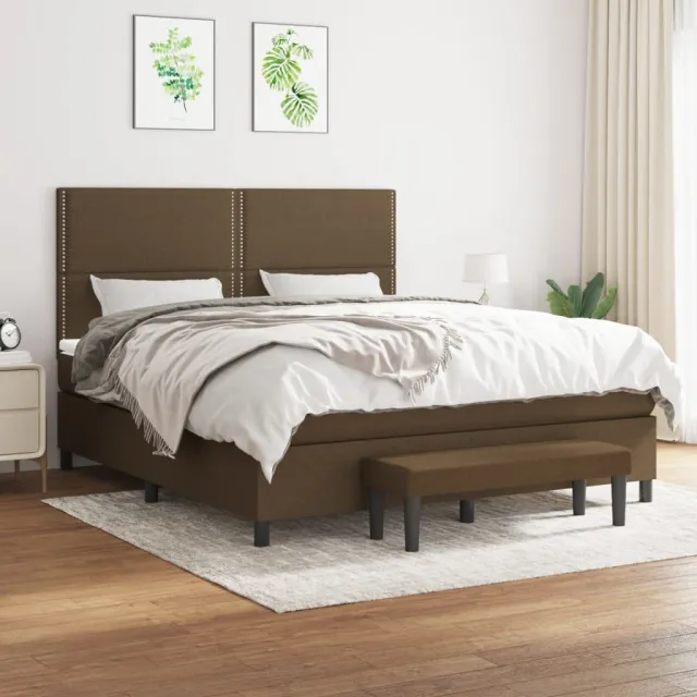 vidaXL Boxspring met matras stof donkerbruin 180x200 cm bruin