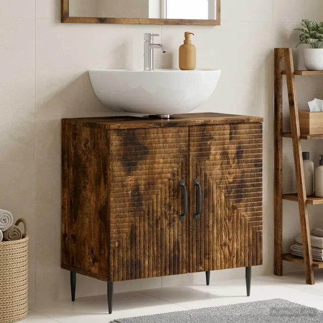 vidaXL Badkamer wastafelkast HAARLEM Gerookt eiken 59,5 x 31,5 x 59 cm Bruin