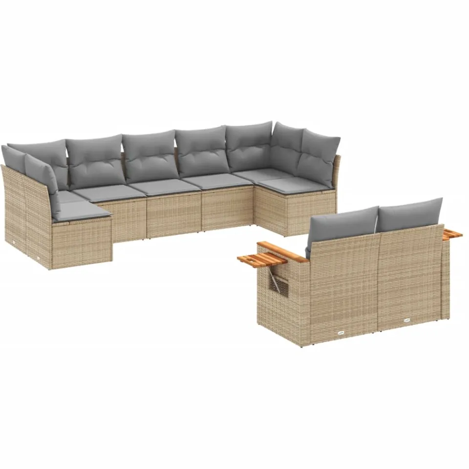 vidaXL Patio Sofa Set 9-zits Beige and Grey, foto 3