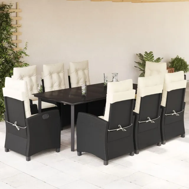 vidaXL 9-delige Tuinset poly rattan zwart, foto 2