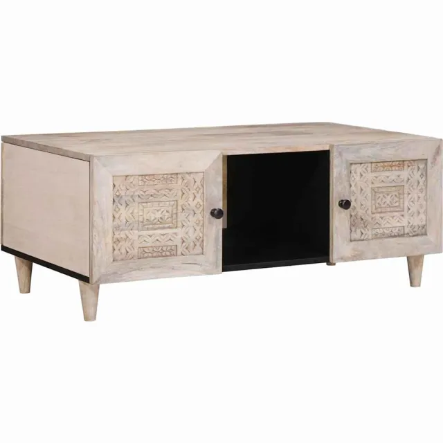 vidaXL Salontafel Bleached Wit 100 x 54 x 40 cm Massief Mango Hout