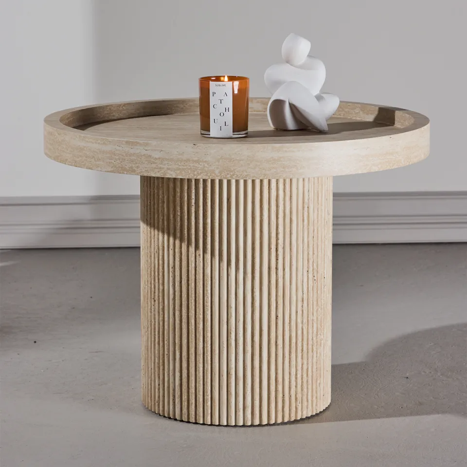 Nest living Micah houten bijzettafel beige - Ø 60 cm, foto 2
