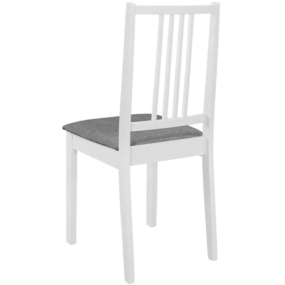 vidaXL Eetkamerstoelen met kussens 4 st massief hout wit, foto 4
