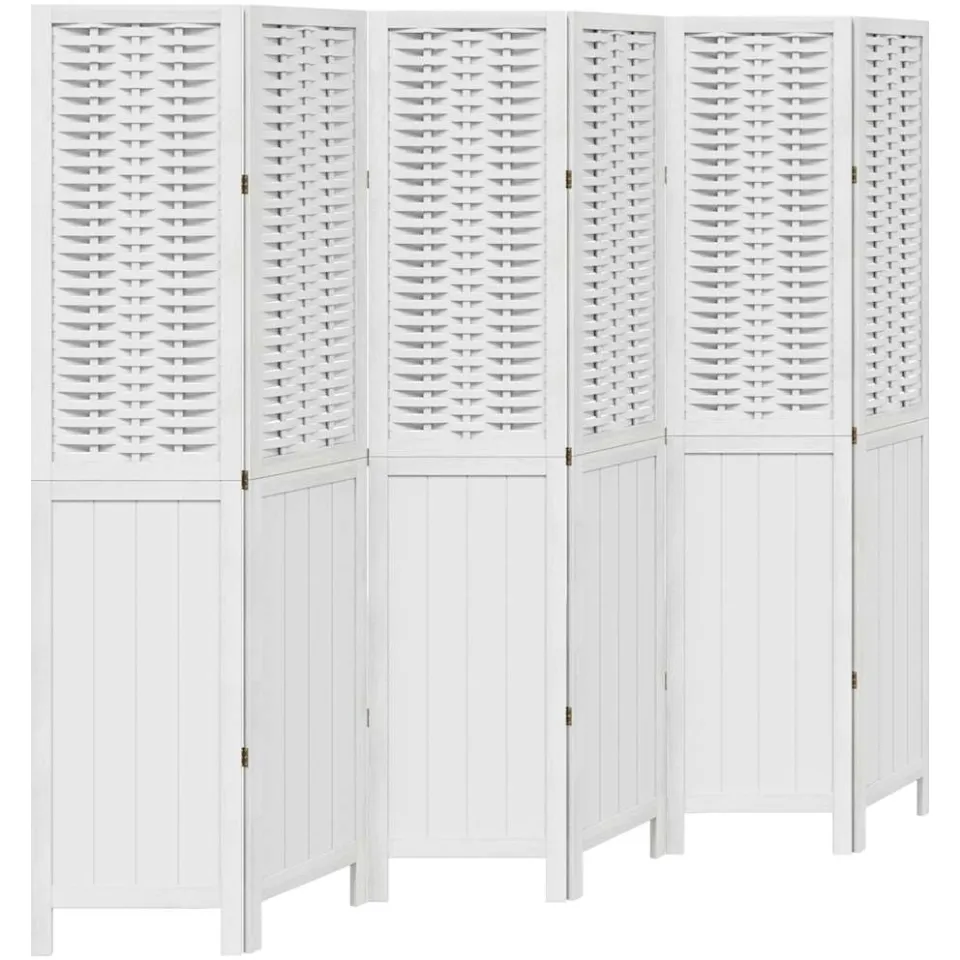 vidaXL Kamerscherm met 6 panelen massief paulowniahout wit
