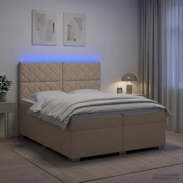 vidaXL Boxspringbed met matras Crèmekleurig 200 x 200 cm Stof