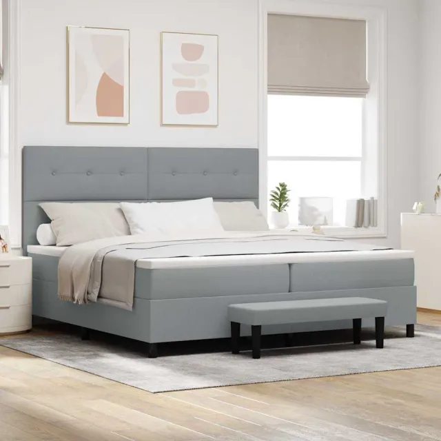 vidaXL Boxspringbed met hoofdeinde Lichtgrijs 200 x 200 cm Stof