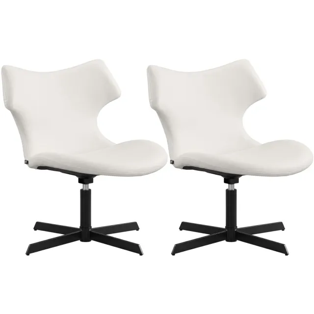 CLP Set van 2 Loungestoelen Welland - 360° Draaibaar - Lederlook - wit