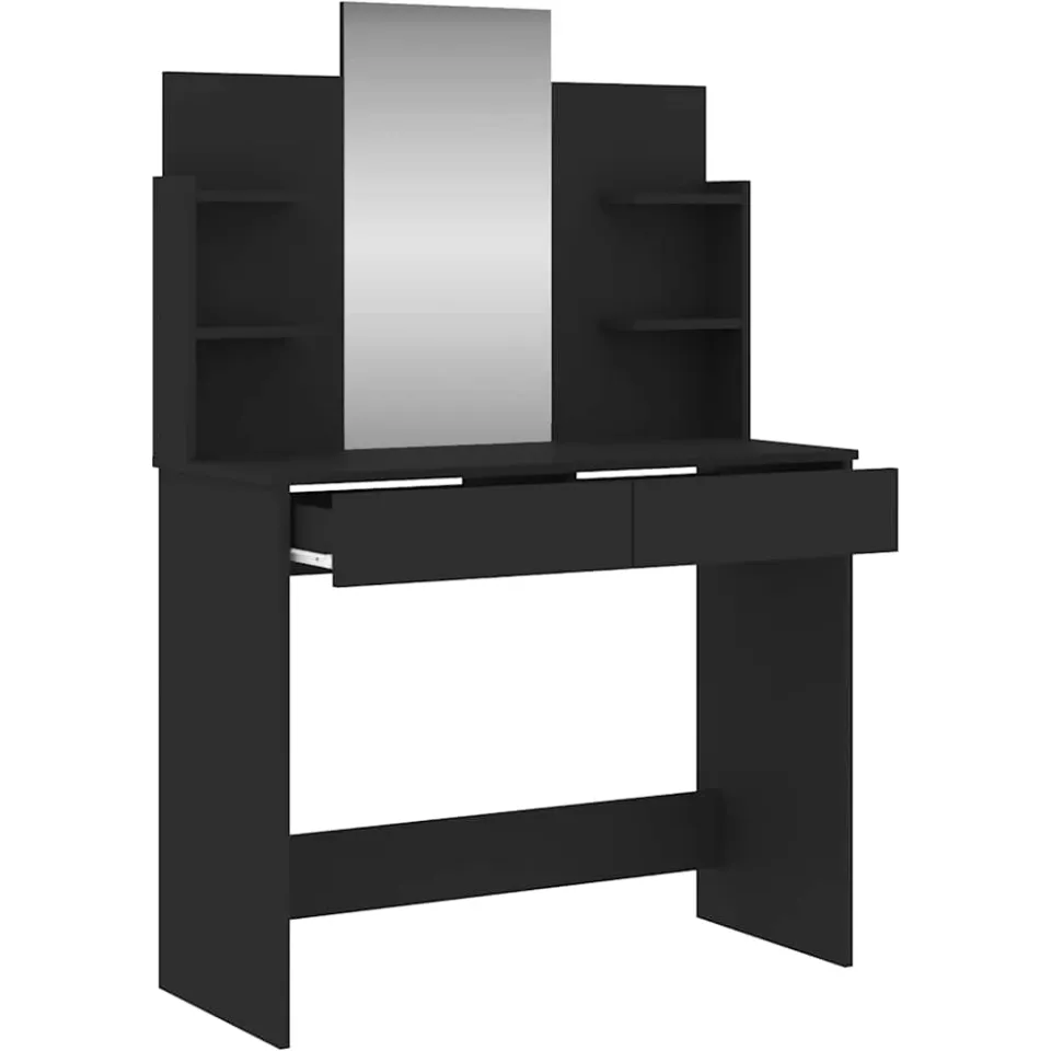 vidaXL Kaptafel met spiegel 96x39x142 cm zwart, foto 4