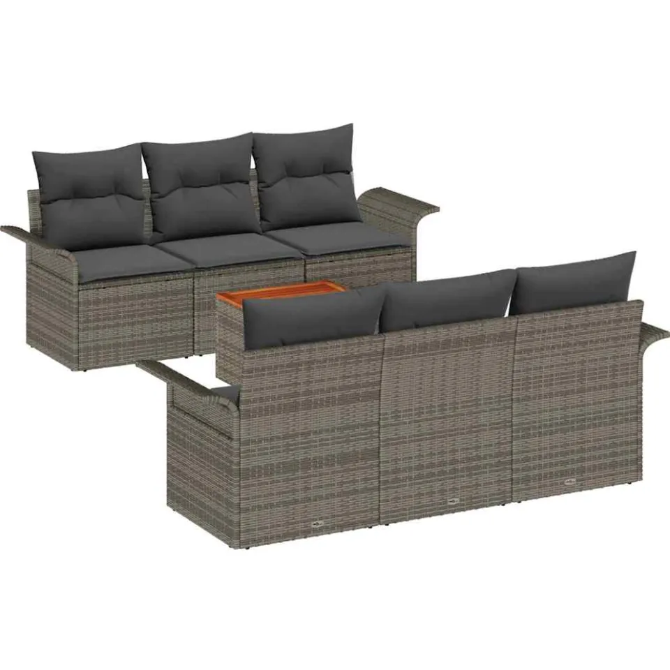 vidaXL Tuinbankenset 7 st Grijs poly rattan