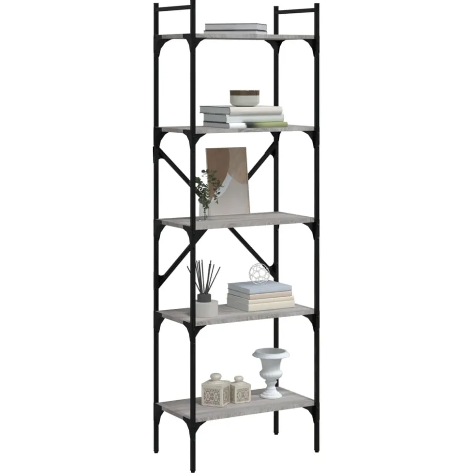 vidaXL Boekenkast 5-laags 56x31,5x174 cm bewerkt hout grijs sonoma