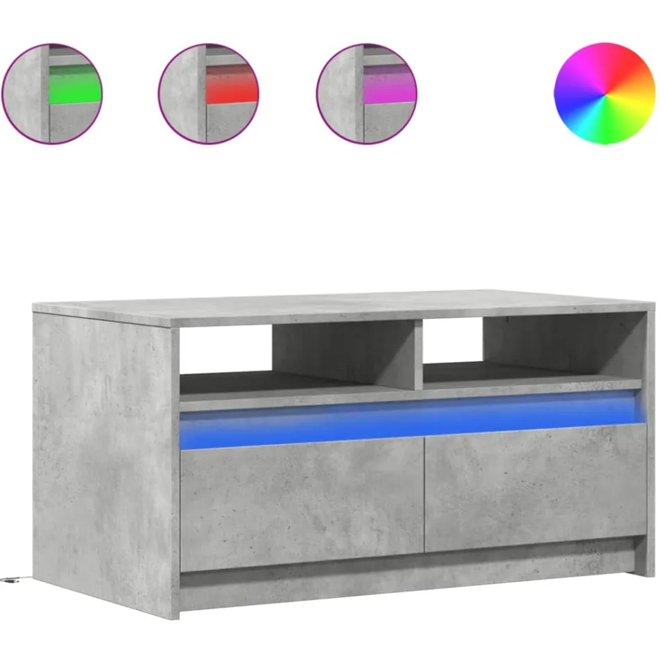 vidaXL Salontafel met LED-verlichting bewerkt hout betongrijs grijs, foto 3